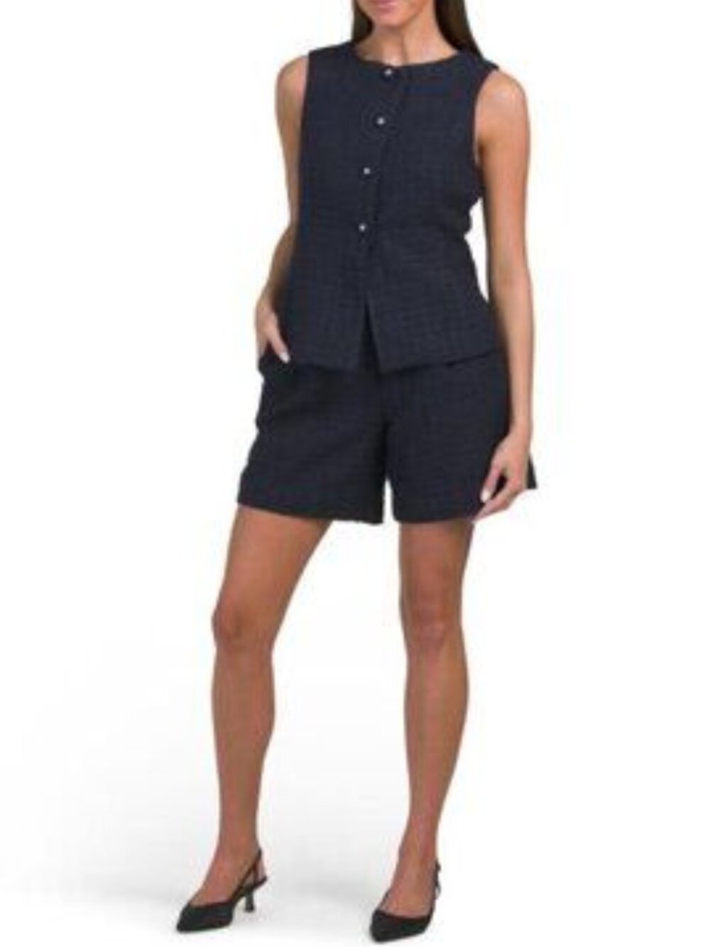 ENDLESS ROSE Tweed Buttoned Vest - Picture 4 of 4